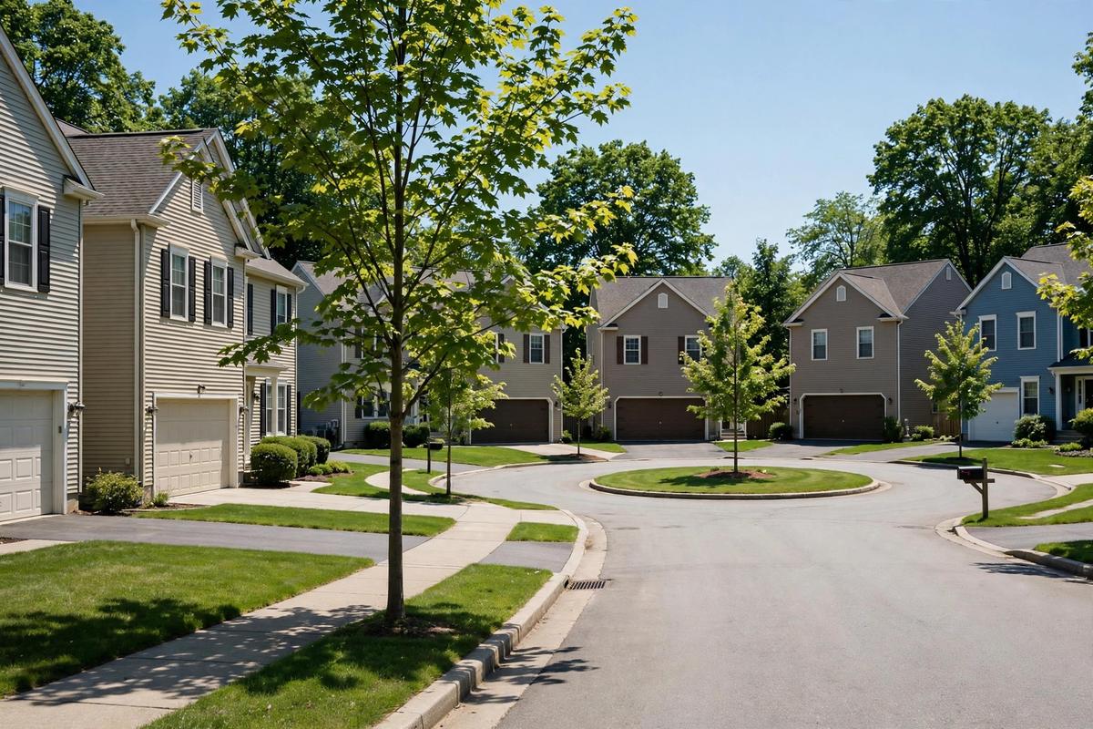 Suburban cul-de-sac with 1990s homes in Mount Joy Township near Elizabethtown